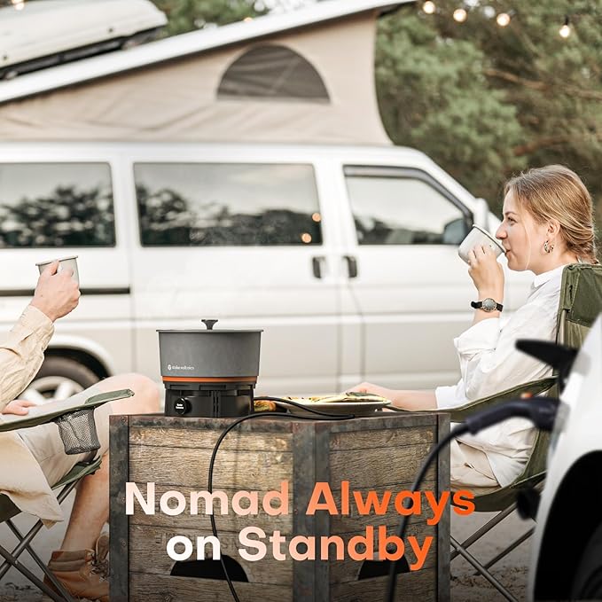 Nomad Cooking System, Electric Camping Stove 200-1000W with Pan & Pot, 120V Portable Outdoor Cooking Gear Set, Windproof Cookware for RV, EV, Overland, Vanlife, Car Camping