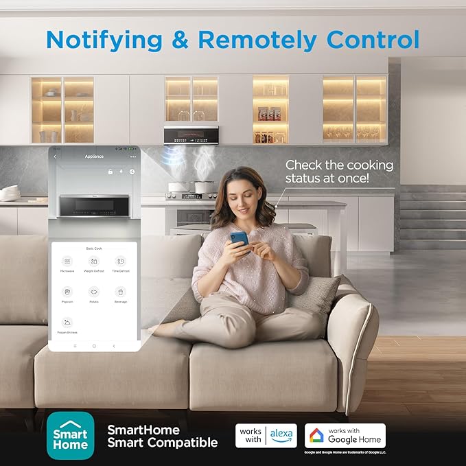 Midea MMO12S3ASTZ Over the Range Oven, 1.2 Cu.ft Slim, Stainless Steel Microwaves, 1000W Heating Power with 400CMF Vent Fan