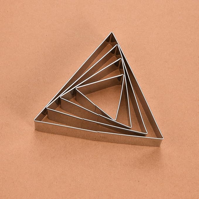 Equilateral Triangle Cookie Cutter Set Large Stainless Steel Geometric Frame Plaque Cookie Cutters Shapes Molds - 1 Inch Depth (4 Sizes)