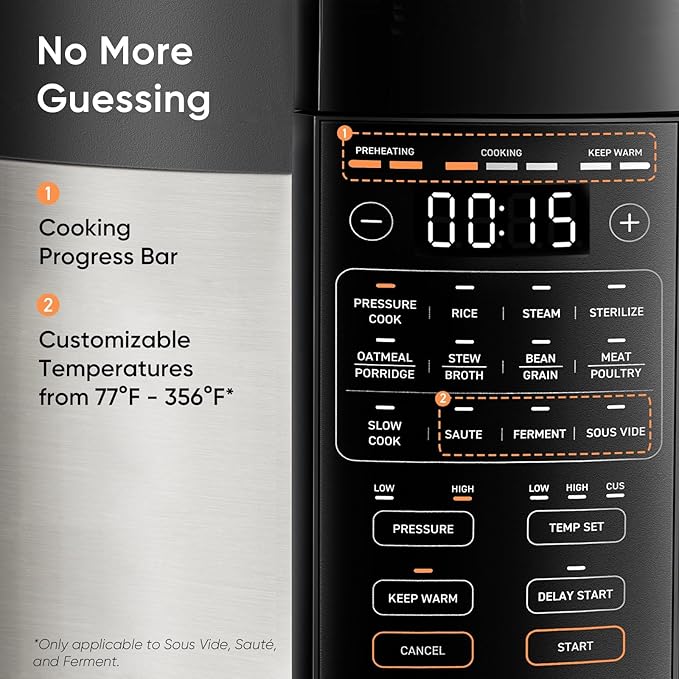 COSORI Pressure Cooker 6QT Stainless Steel – 9-in-1 Multi Cooker, 12 Safety Features, Ceramic Inner Pot, Rice, Slow Cook, Sous Vide, Saute, 1100W