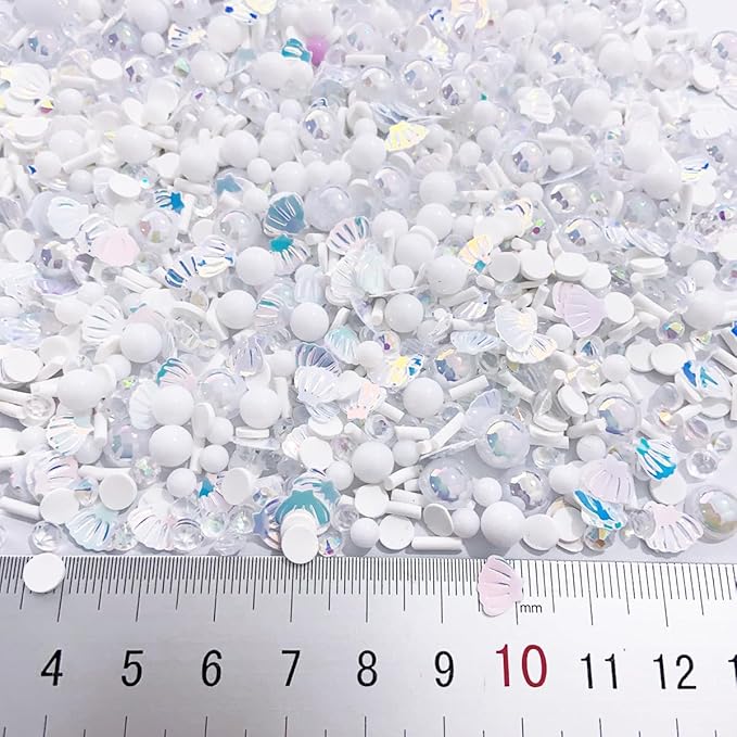 EHOPE Fake Sprinkles Polymer Sprinkles Faux Sprinkles Fake Candy Sprinkles Clay Sprinkles Polymer Clay Slices for Nail Art DIY Crafts Cake Phone Case(40G-Silver BeiKe+ Bead-47)