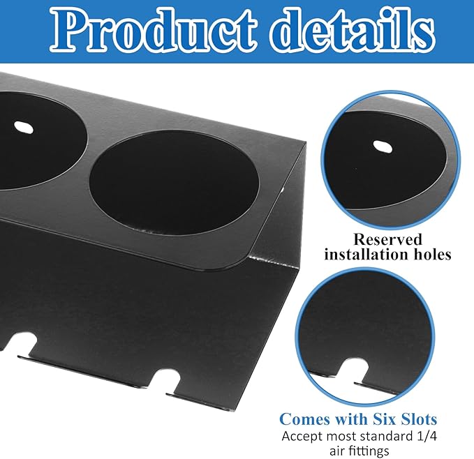 4Pcs Can Holder Rack Organizer Spray Bottle Holder Wall Mount Heavy-Duty Iron Can Storage for Garage And Workspace, Black 16.5×3.5×3.9inch with Five 3-Lnch Diameter Holes