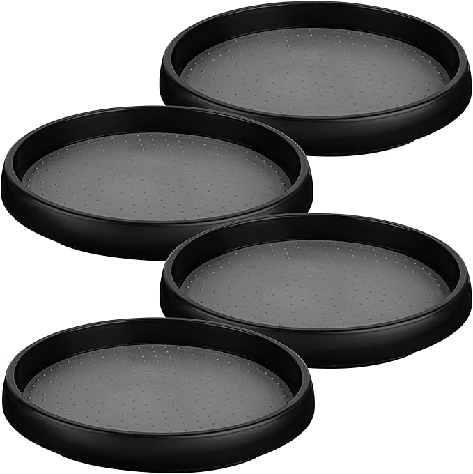 Oizeir 10 Inch Lazy Susan (Set of 4) - Non-Skid Turntable for Cabinet to Maximize Storage and Simplify Accessibility in Kitchen, Bathroom, and Pantry Spaces (Black)