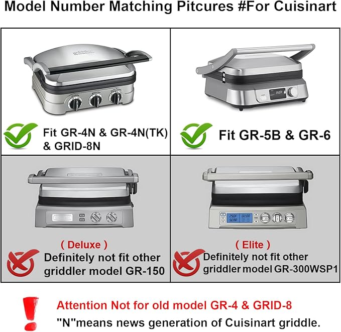Waffle Plates Only for Cuisinart Griddler GR-4N, GR-5B, GR-6 and GRID-8N Series, Nonstick Coating Baking Waffle Plates by Gvode