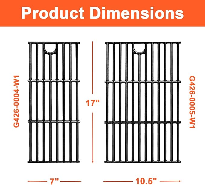 17" Grill Grates for Charbroil Performance 2 Burner 463630021 463660421 463655021 463630422 463655421, Cooking Grids for Charbroil Grills, Replacement Parts for G426-0004-W1 G426-0005-W1, Cast Iron