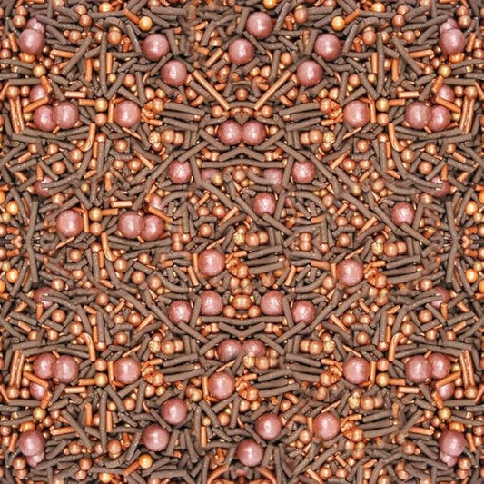 Confect Chocolate Sprinkle Mix with Bronze Pearls | Fusion Decorative Cake Topping for Cupcakes, Cookies & Desserts – Edible Confetti Sprinkle Decoration | Vegan, Gluten-Free, Nut-Free, Soy-Free, Dairy-Free, Palm Oil-Free- 4.2 Oz