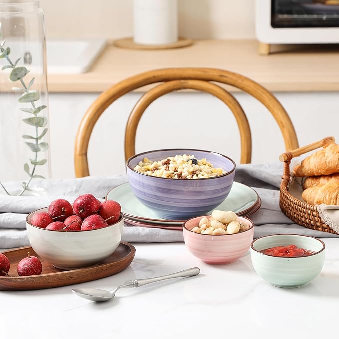 Selamica Ceramic Mini Bowls, 4 OZ Dipping Bowls, 3.5 Inch Gradient Color Set of 6, Microwave & Dishwasher Safe