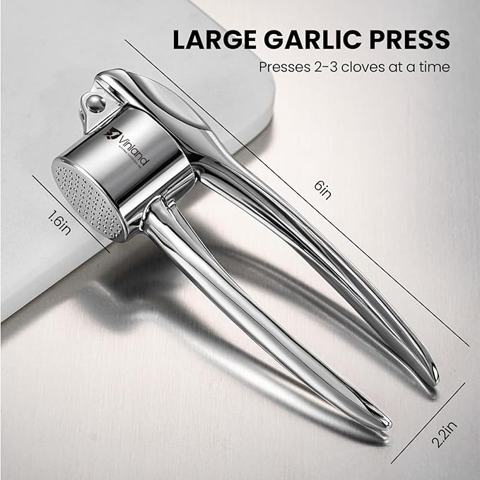 Premium Garlic Press Set, 304 Stainless Steel Garlic Crusher, Professional Garlic Mincer Tool Food Grade Professional Garlic Press - Made of 304 Stainless Steel, Rust-proof Ergonomic, Dishwasher Safe