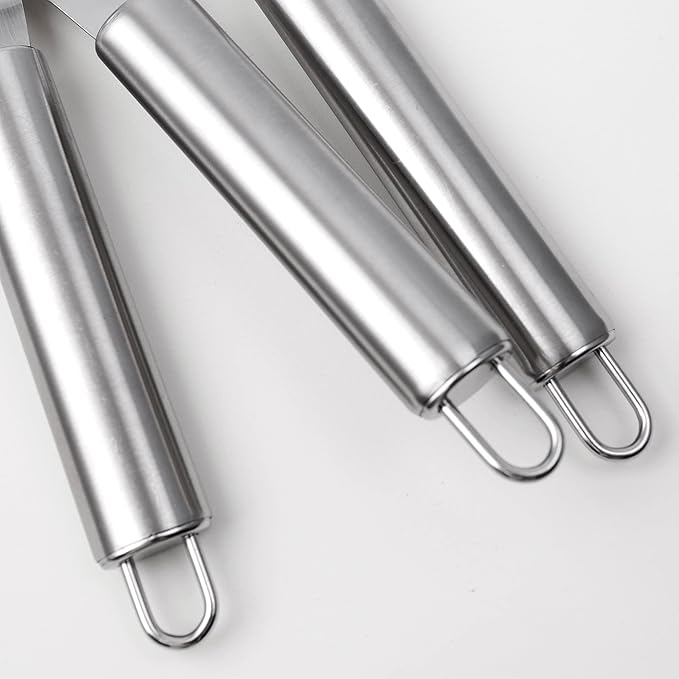 Cake Spatula Set – 6", 8", 10" Stainless Steel Offset & Straight Icing Spatulas for Cake Decorating and Frosting (Curved)