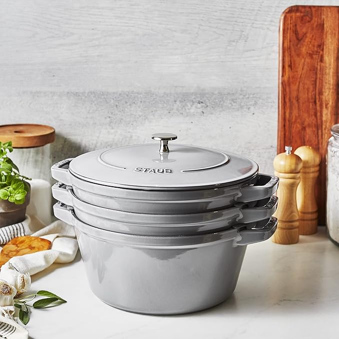 Staub Cast Iron 4-pc Stackable Set - Graphite