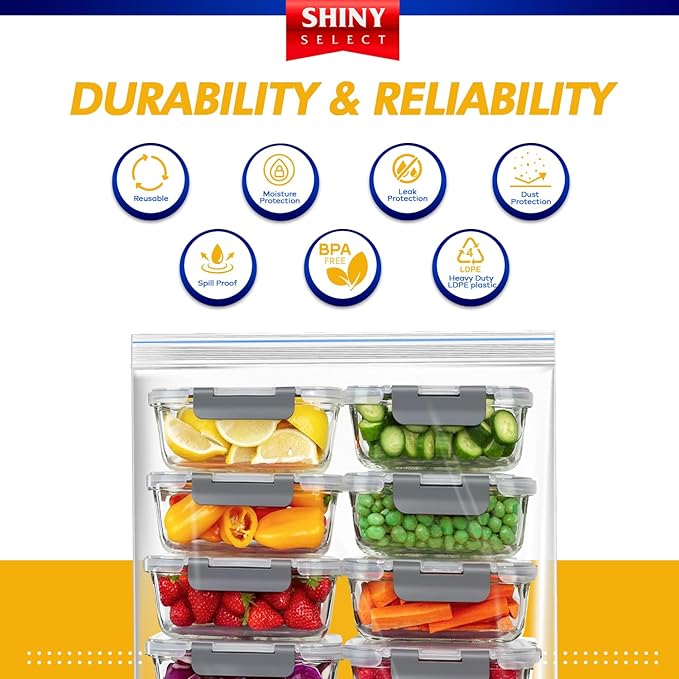 [ Pack of 25 ] Big Resealable 3.5 Gallon Large Freezer Bags for Moving, Packaging, Storage, Meal Prep, Food Storage, Brining, Closet Organization