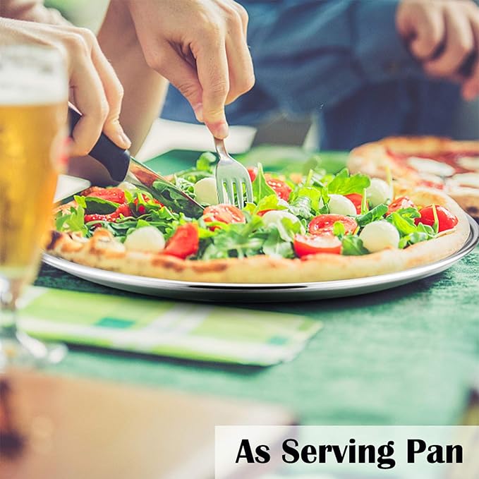 P&P CHEF Pizza Pan Bakeware for Home Kitchen, Stainless Steel Pizza Tray for Baking Pizza, Healthy & Reusable & Easy Clean, Oven & Freezer Safe, 10 Inch & Silver