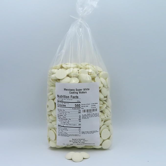 MERCKENS Coating Wafers, Melting Chocolate, Super White, 5 Pound Package