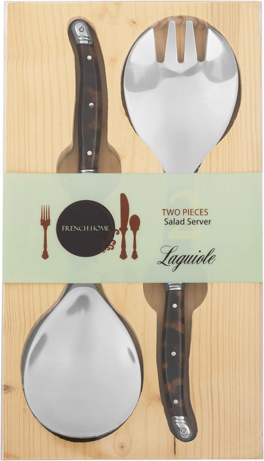 French Home 2-Piece Set of Laguiole Connoisseur Tortoise Shell Salad Servers