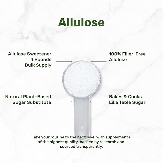 Allulose Sweetener 4 Pounds – Natural Sugar Substitutes, No Aftertaste – Keto Friendly, Vegan, Zero Net Carb, Zero Calorie – Great for Cooking & Baking