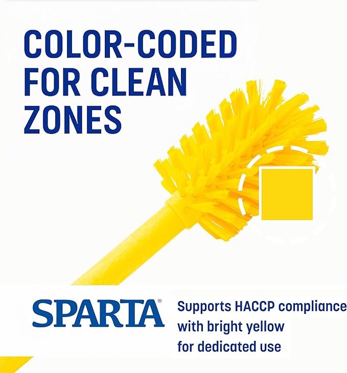 SPARTA Large Water Bottle Brush Ideal for Wide-Mouth Jars, Bottles and Tumblers, Dishwashing Tool with Handle for Home and Commercial Kitchens, Plastic, 12 Inches, Yellow