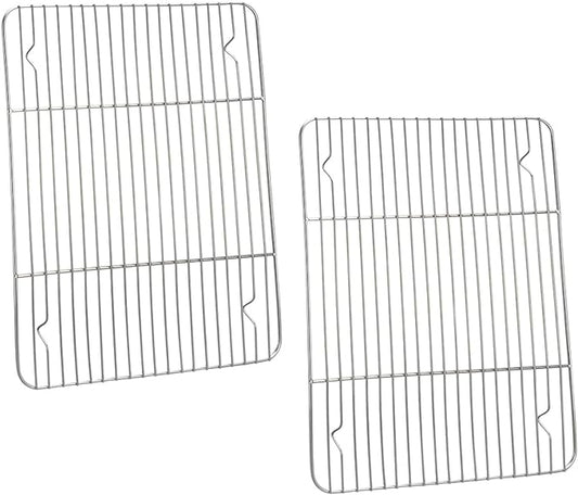 P&P CHEF Cooling Baking Rack Pack of 2, Stainless Steel Cooling Racks for Cooking Baking Roasting Grilling Drying, Dense Wires & Smooth Edge, Easy to clean, Silver, 11.6" x 9"