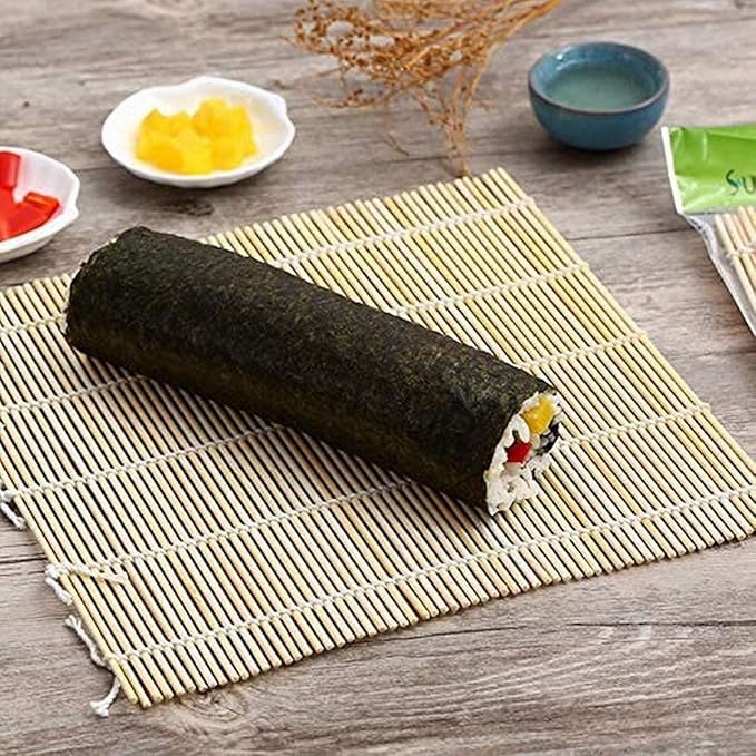 JapanBargain, Sushi Roll Bamboo Mat, 10.5" Square Natural Bamboo Sushi Rolling Mat for Making Sushi Rolls, Eco-Friendly, Reusable, Easy to Clean