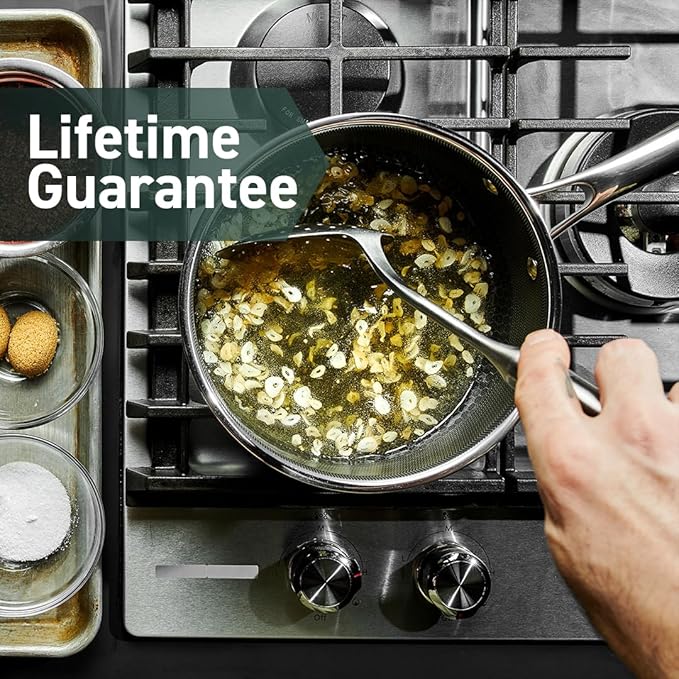 HexClad Hybrid Nonstick 2-Quart Saucepan with Tempered Glass Lid, Stay-Cool Handle, Dishwasher-Friendly, Oven-Safe Up to 900°F, Induction Ready, Compatible with All Cooktops