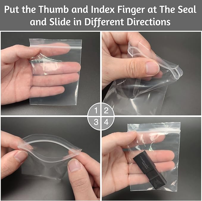 360pcs 3 x 5 inch Plastic Bags, 2 mil Jewelry Bags, Clear Small Zip Bag, Resealable Zip Bag for Small Business, Storage, Candy