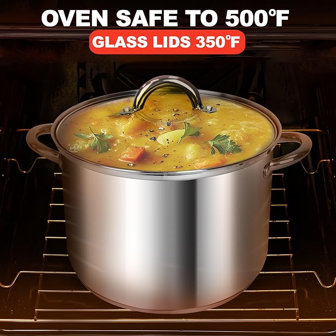 Stainless Steel 8-Quart Nonstick 4-Piece Multi-Cooker with Steamer and Pasta Pot Cookware Set