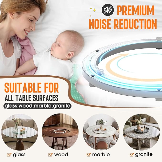 Pisman Aluminium Alloy Turntable Bearing, Heavy Duty Lazy Susan Rotating Bearing Turntable,Smooth Swivel Plate Hardware for Round Dining Table,DIY. Silent Rotating Base Only.(18inch)