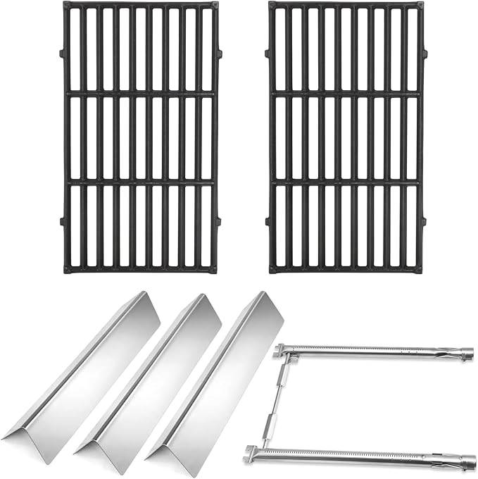 Criditpid Grill Replacement Parts for Weber Spirit I/II 200 with Front Control, Stainless Steel 7635 Flavorizer Bars, 69785 Burners & 7637 Grid Grates for Weber Spirit E210, E220, S210, S220 Grills.