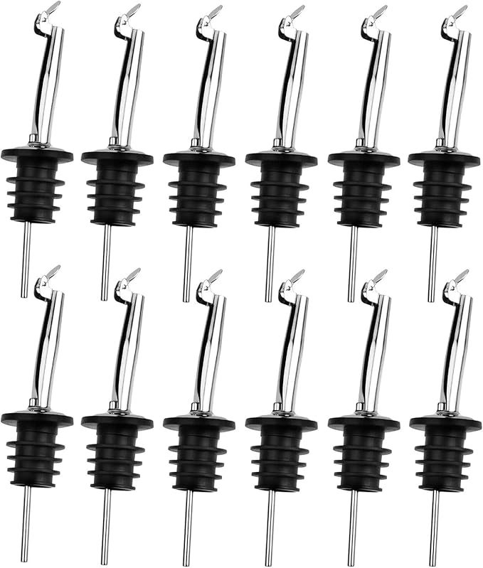 12 Pack Oil Pourers with Flip Top, Olive Oil Dispenser Spout, Speed Pour Spouts for 3/4" Bottle Mouth