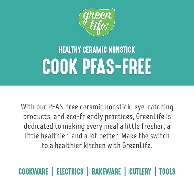 GreenLife 2 Quart Ceramic Nonstick Saucepan with Lid, PFAS-Free, Stay-Cool Handle, Multipurpose Kitchen Cooking Pot, Dishwasher & Oven Safe, Turquoise