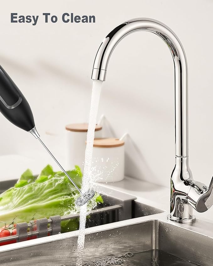 Milk Frother Handheld with Stand, Battery-Operated Electric Foam Maker Frother Wand, Whisk Drink Mixer & Foamer for Coffee, Latte, Matcha, Hot Chocolate