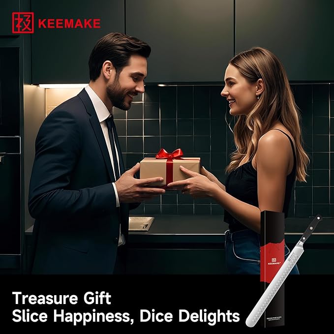 KEEMAKE Brisket Knife, 12" Carving Knife for Meat, Razor Sharp German Steel Kitchen Knives with Ergonomic Handle for BBQ Roasts Ribs Turkey Ham