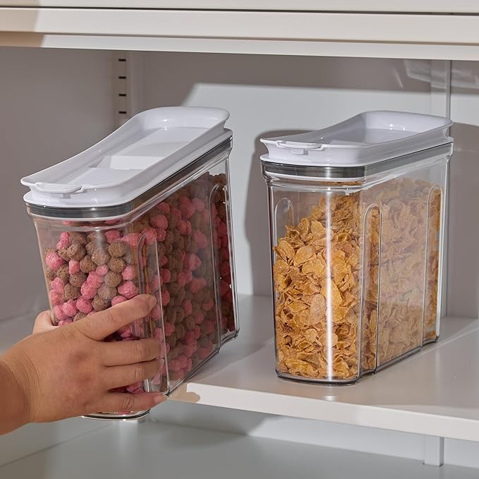 FreshKeeper Cereal Containers Storage Set, Airtight Food Storage Container with Lid 3.5L,2PCS BPA-FREE Plastic Pantry Organization Canisters for Rice Cereal Flour Sugar Dry Food in Kitchen…