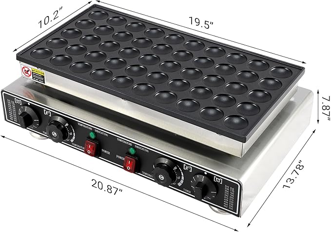 50 PCS Mini Pancake Maker Machine, 1800W Commercial Electric Dutch Pancake Maker, Nonstick Waffle Iron for Home, Restaurants, Food Trucks – Precise Temp & Timer Control