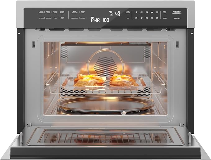 KoolMore COM-24SS 24 Inch Built-in Convection Oven and Microwave Combination with Broil, Soft Close Door, 1000 Watt Power, Stainless Steel Finish, Touch Control LCD Display, 24 in/1.6 Cu. Ft, Silver