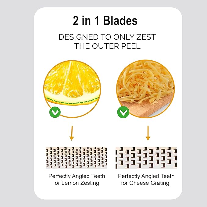 2-in-1 DESIGNED BY CHEFS Lemon Parmesan Cheese Zester and Food Shredder - Essential Grater Kitchen Tool Perfect Spiralizer for Citrus, Garlic, Vegetables, Fruits and More