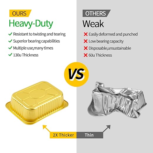 40 Pack 3 LB Aluminum Pans with Lids Heavy Duty (8.7"×6.6"×2.5") Foil Food Containers with Lids, 50oz Disposable Tin Foil Pans with Lids for Baking, Meal Prep, Freezer, Heating and Takeout