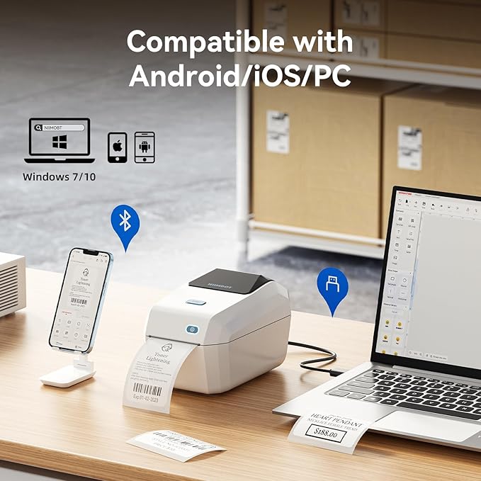 NIIMBOT K3 Label Printer, 3 Inch Label Maker with High-Speed, Bluetooth and USB Connection, Support Smartphone & PC, Thermal Label Maker for Small Business and Home Office
