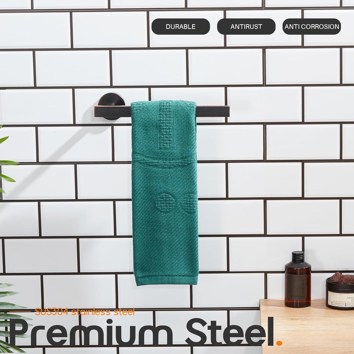 Bath Towel Rings Bathroom Towel Holder Modern Small Hand Towel Bars 2 Pack Stainless Steel Wall Mounted Oil Rubbed Bronze AN3001ORB-P2