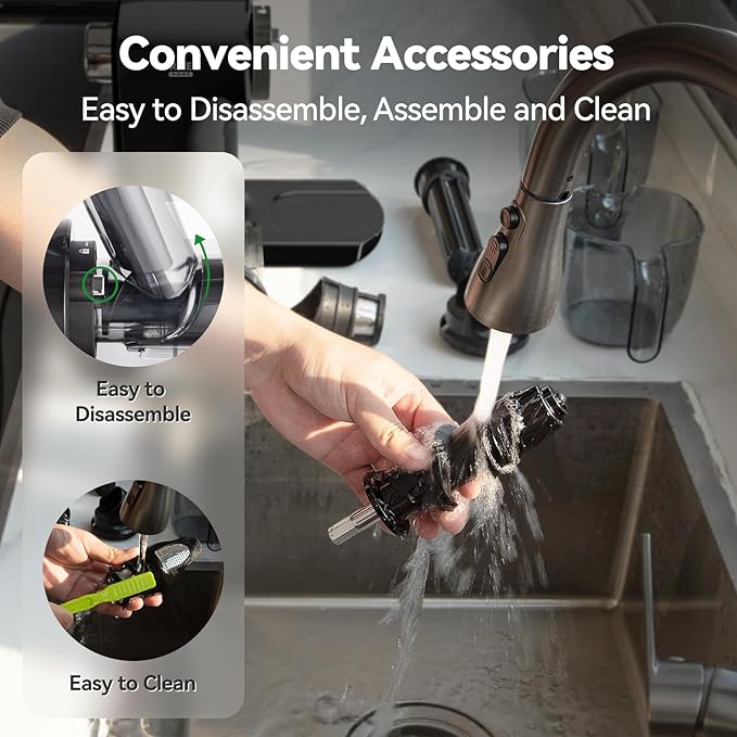 Juicer Machines,ORMEO HOME Cold Press Juicer with Single Knob Control,3.60"Large Feed Chute For Vegetable and Fruit,Masticating Juicers Easy to Clean,BPA-Free,High Juice Yield (Black)