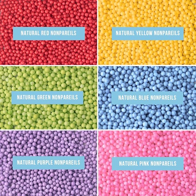 Sweets Indeed Sprinkles 6 Cell Edible Sprinkle Mix Jimmies Perfect for Cake Decorations Baking Ice Cream Cookies Cupcake Topper (Rainbow Nonpareils)