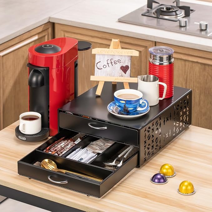 Flagship for Vertuo Pod Holder Coffee Accessories Organizar for Nespresso Pod Storage Large Capacity Fits All Size Coffee Station for Coffee Bar