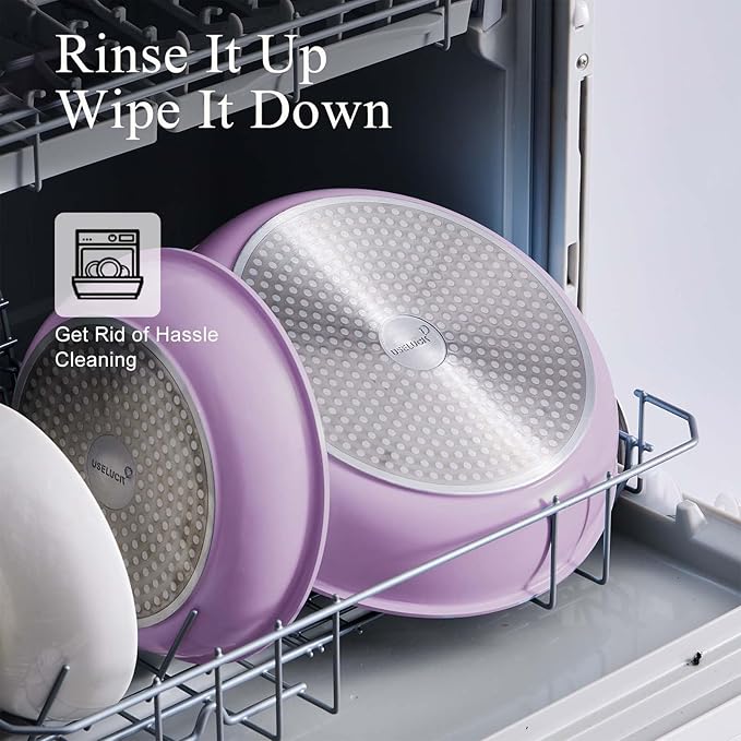 Pots and Pans Set Healthy Non toxic Non Stick Ceramic Cookware Set 21 Pcs Detachable Handles, Oven Safe, Induction Dishwasher, Stackable Frying Pan (PFOS, PFOA Free),Pink