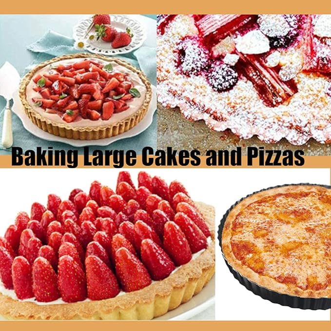 Tart Pans with Removable Bottom 10 Inch Quiche Pan, Heavy Duty Carbon Steel Round Non-stick Fluted Pie Tart Pan for Mousse Cakes, Christmas Dessert Baking (10.2 Inch 1pc)