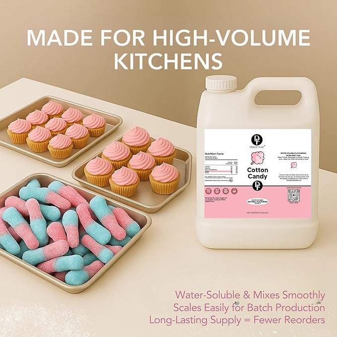 Dolce Flav Cotton Candy Flavoring – 32 oz. – Premium Water-Based Extract for Ice Cream, Boba, Desserts, Beverages & Baked Goods | Great for Cafés, Bakeries & Restaurants