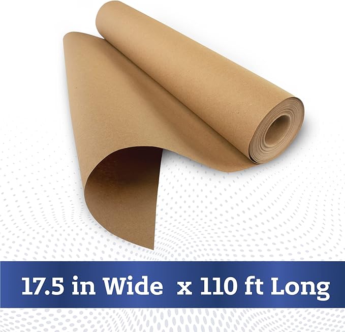 FIESTA WRAPS Brown Kraft Paper Roll 17.5 in x 1320 in (110 ft) Made in The USA - Brown Wrapping Paper Roll - Kraft Table Runner - Papel Craft