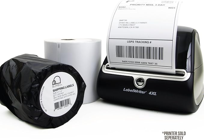 Buhbo Compatible with DYMO LabelWriter 4XL 4" x 6" Shipping Label 1744907, White (2 Pack / 220 Labels Per Roll)