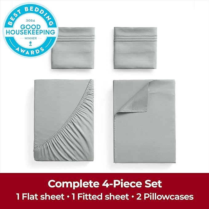 Mellanni Extra Deep Full Sheets - 4 PC Iconic Collection Bedding - Hotel Luxury, Ultra Soft, Cooling Bed Sheets - Wrinkle, Fade, Stain Resistant (Full, Spa Mint)