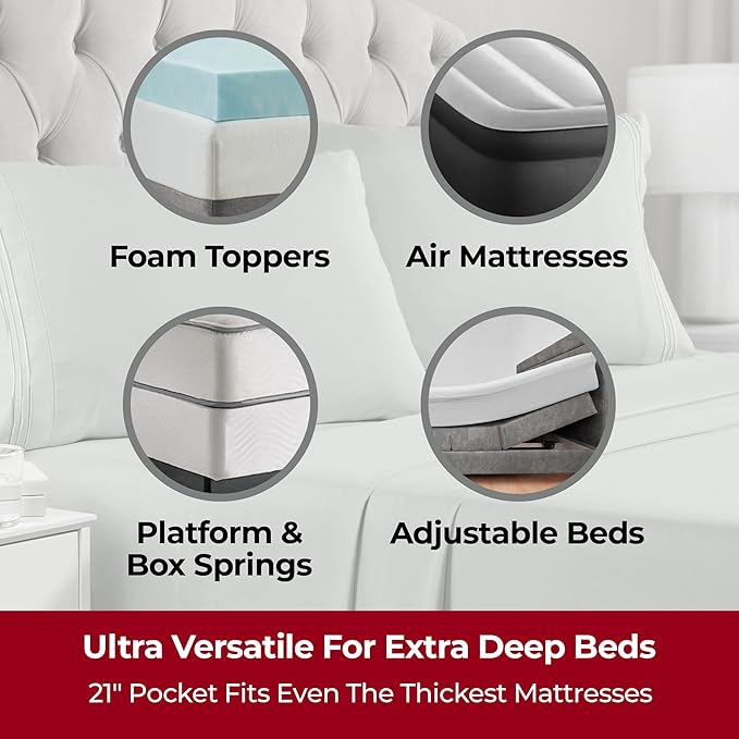 Mellanni Extra Deep King Sheets - 4 PC Iconic Collection Bedding - Hotel Luxury, Ultra Soft, Cooling Bed Sheets - Wrinkle, Fade, Stain Resistant (King, Spa Mint)