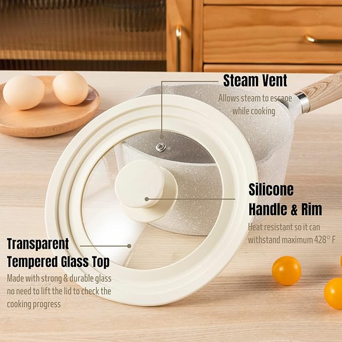 J&C LIFE Universal Lid for Pots, Pans and Skillets-Fits 10 to 12 Inch Pots and Pans, Tempered Glass Heat Resistant Silicone Frying Pan Lid, Dishwasher Safe, Replacement Lid