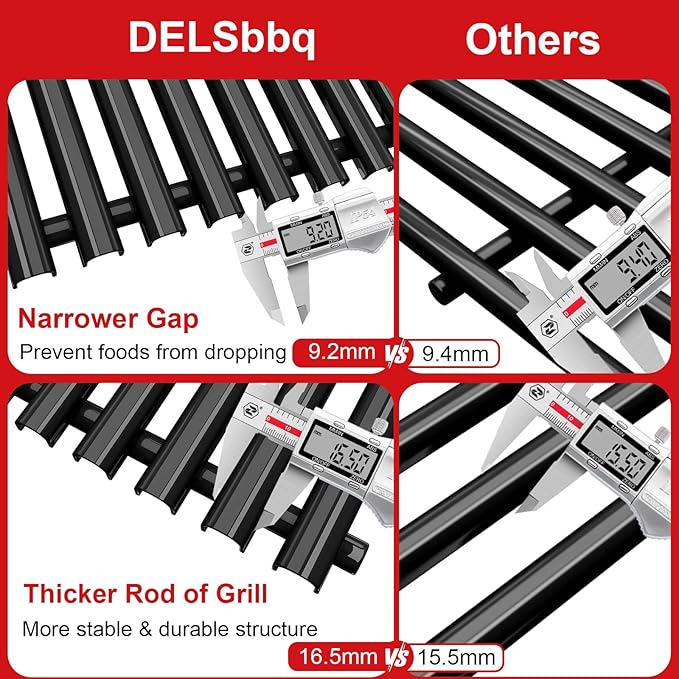 DELSbbq 17.4" x 11.8" Grill Cooking Grates for Weber Spirit 300, Spirit 700, Genesis Silver B/C, Genesis Gold B/C, Genesis Platinum B/C, Genesis 1000-3500,Grill Grates Replacement for 7525 7526 7638
